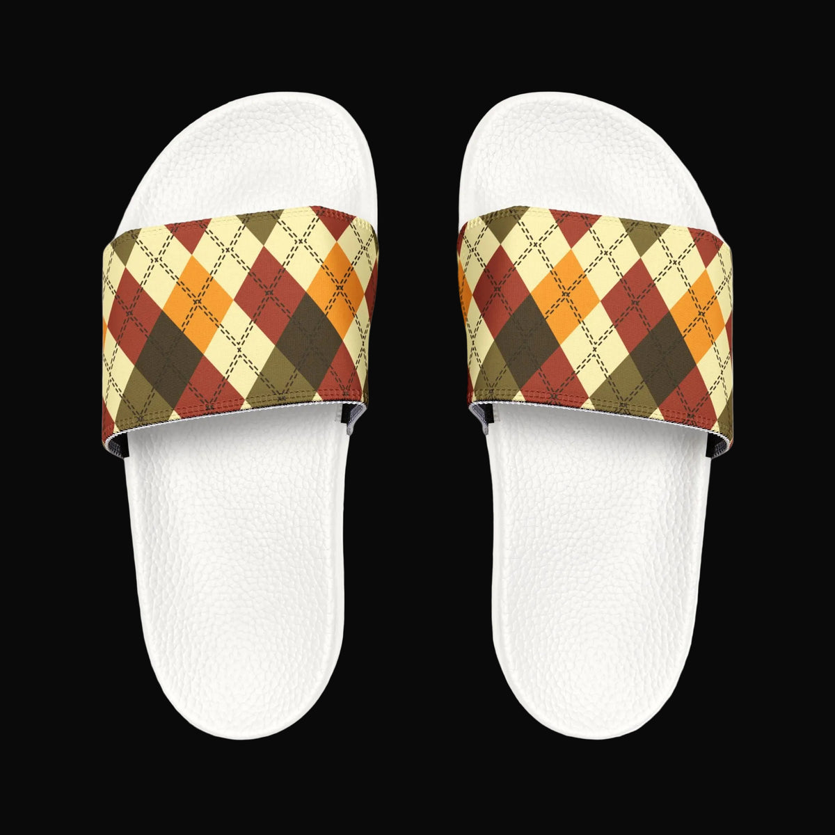 Men's Plaid Slide Sandals — Removable Strap (Matching the Men's Fitted Embroidered Jogger &amp; Top)