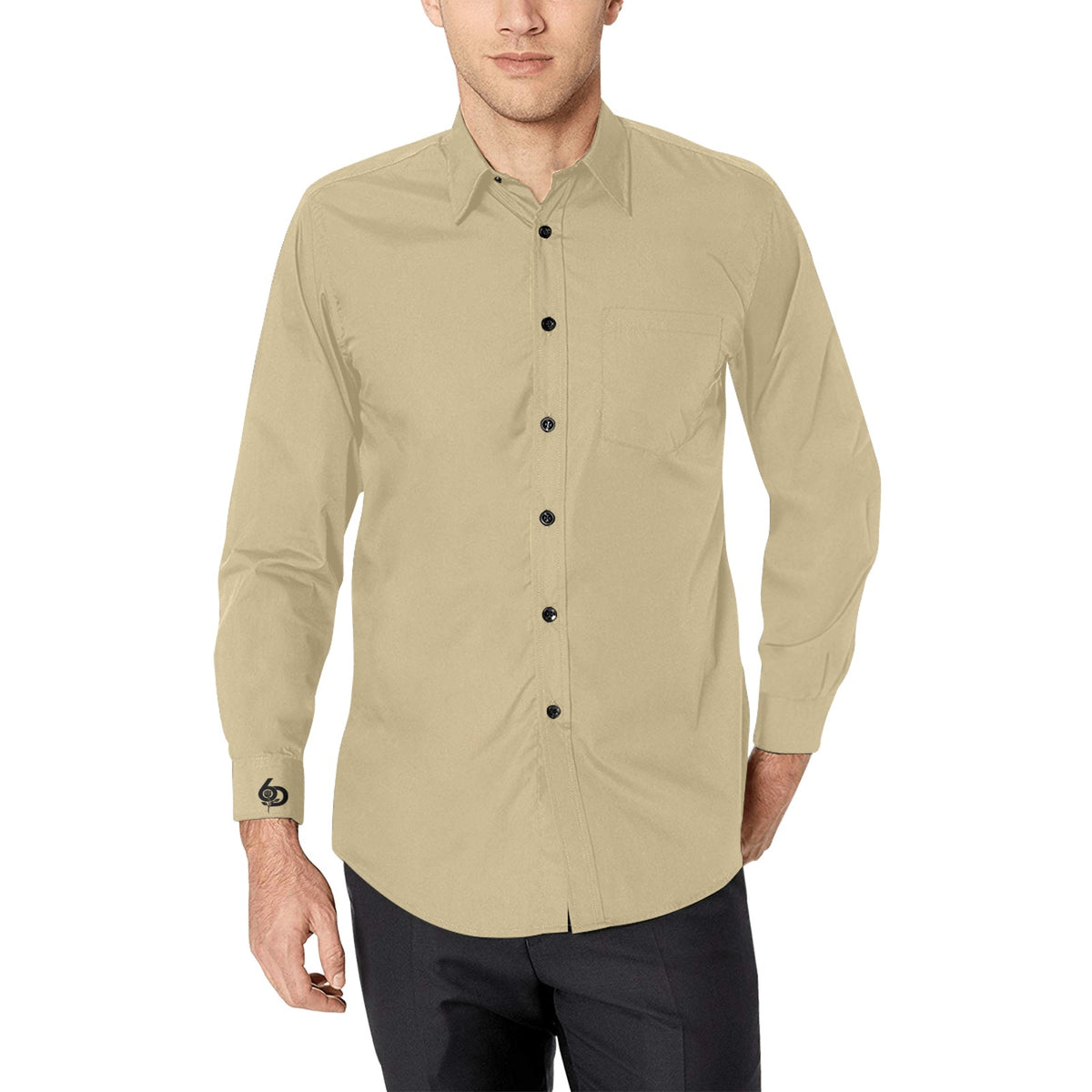 Men's Warm Sand Accent Long Sleeve Button-Down Shirt