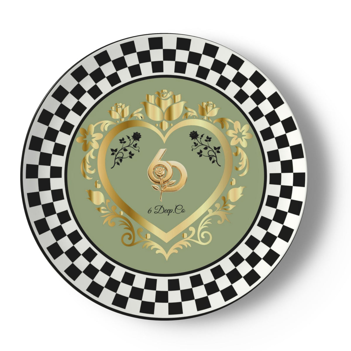 6 Deep Princess Collection – Sage Green Bone China Plates
