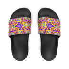 Women's Slide Sandals — Colorful Psychedelic Floral Strap