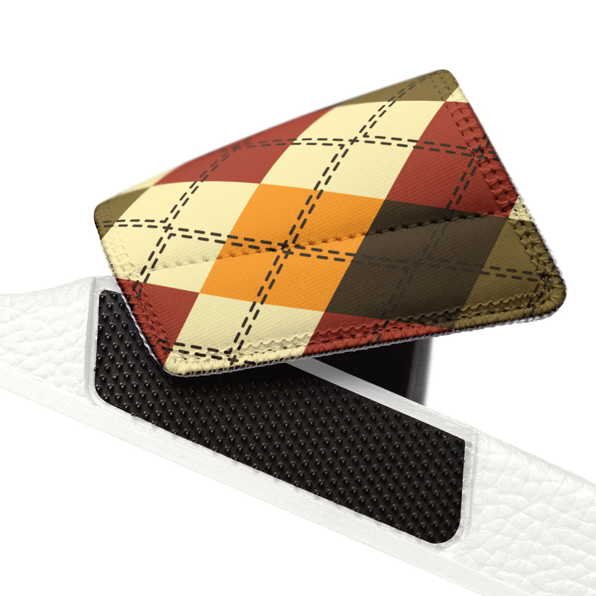 Men's Plaid Slide Sandals — Removable Strap (Matching the Men's Fitted Embroidered Jogger &amp; Top)
