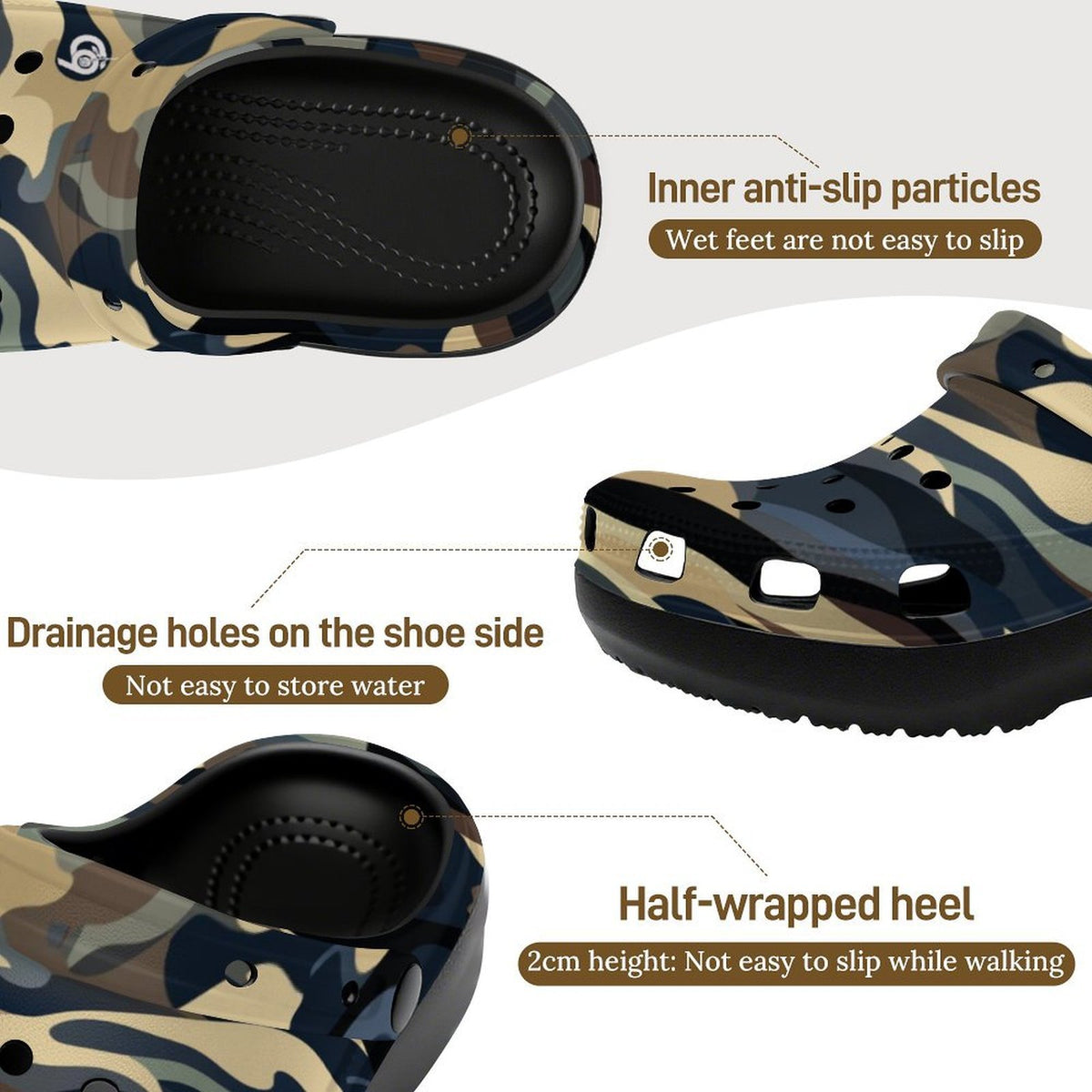 6Deep Urban Slate Camo High-heeled Clogs