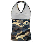 Women’s Draped Halter Top – Ocean Navy Camo