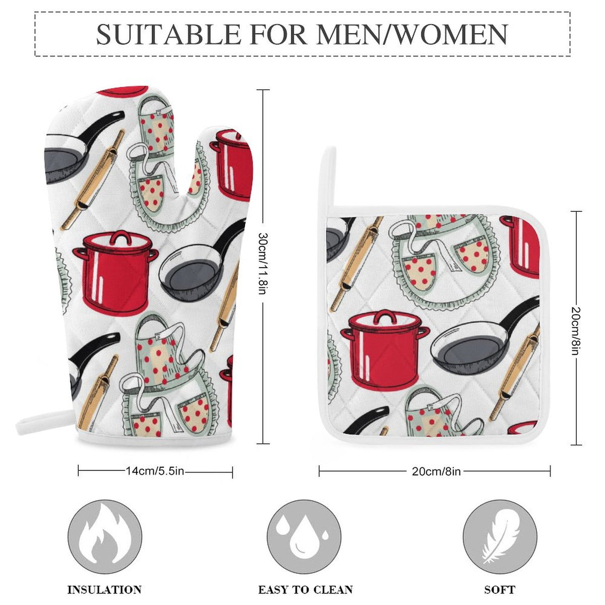 Oven Mitt & Pad Kitchen Set of 3