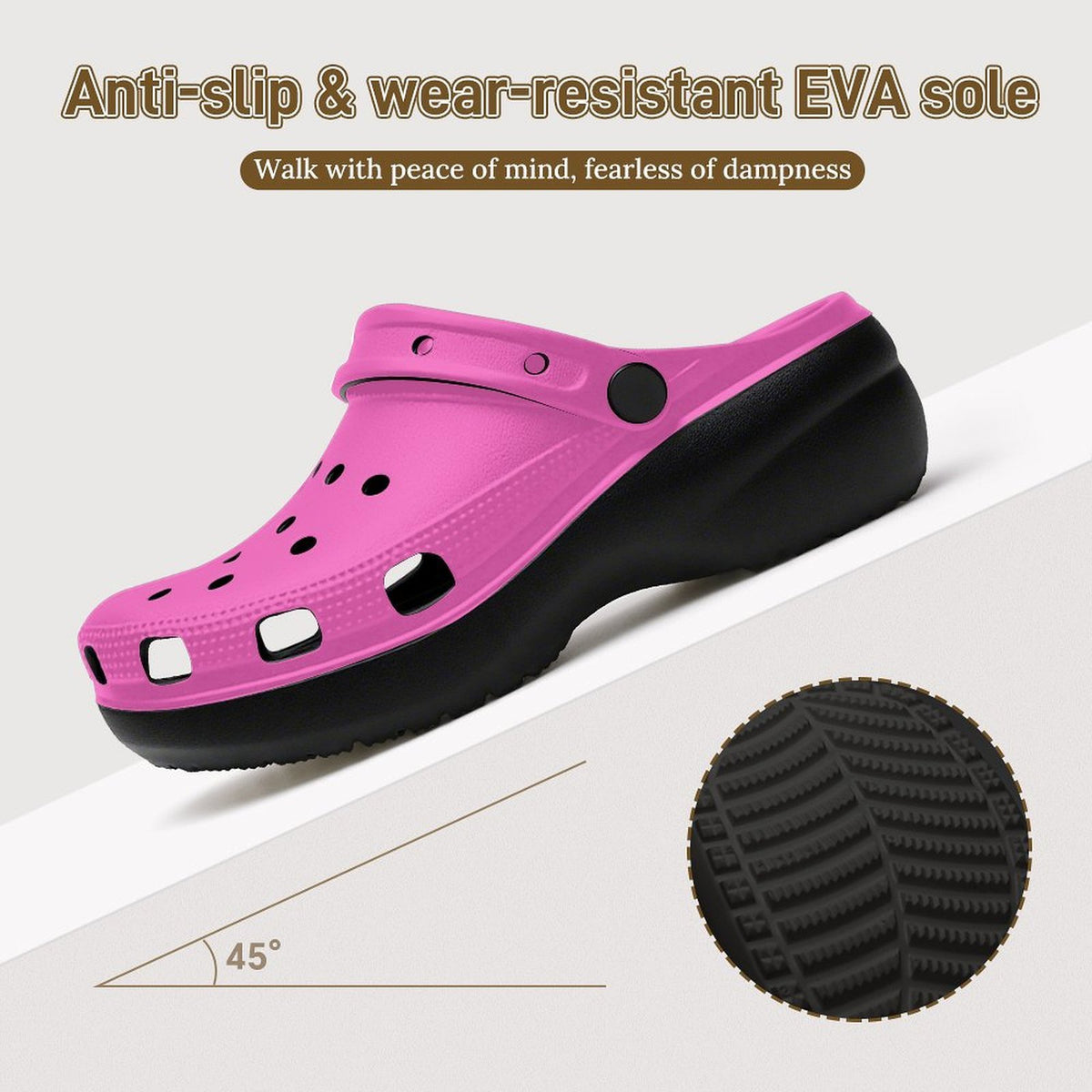 6Deep Pink Bubble Gum High-Heeled Clogs