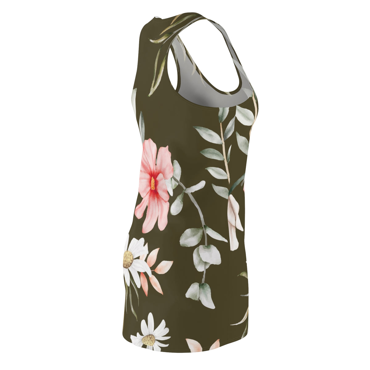 Floral Racerback Dress — Pink, White & Olive Blooms (Shop the Look) "Slides sold separately"