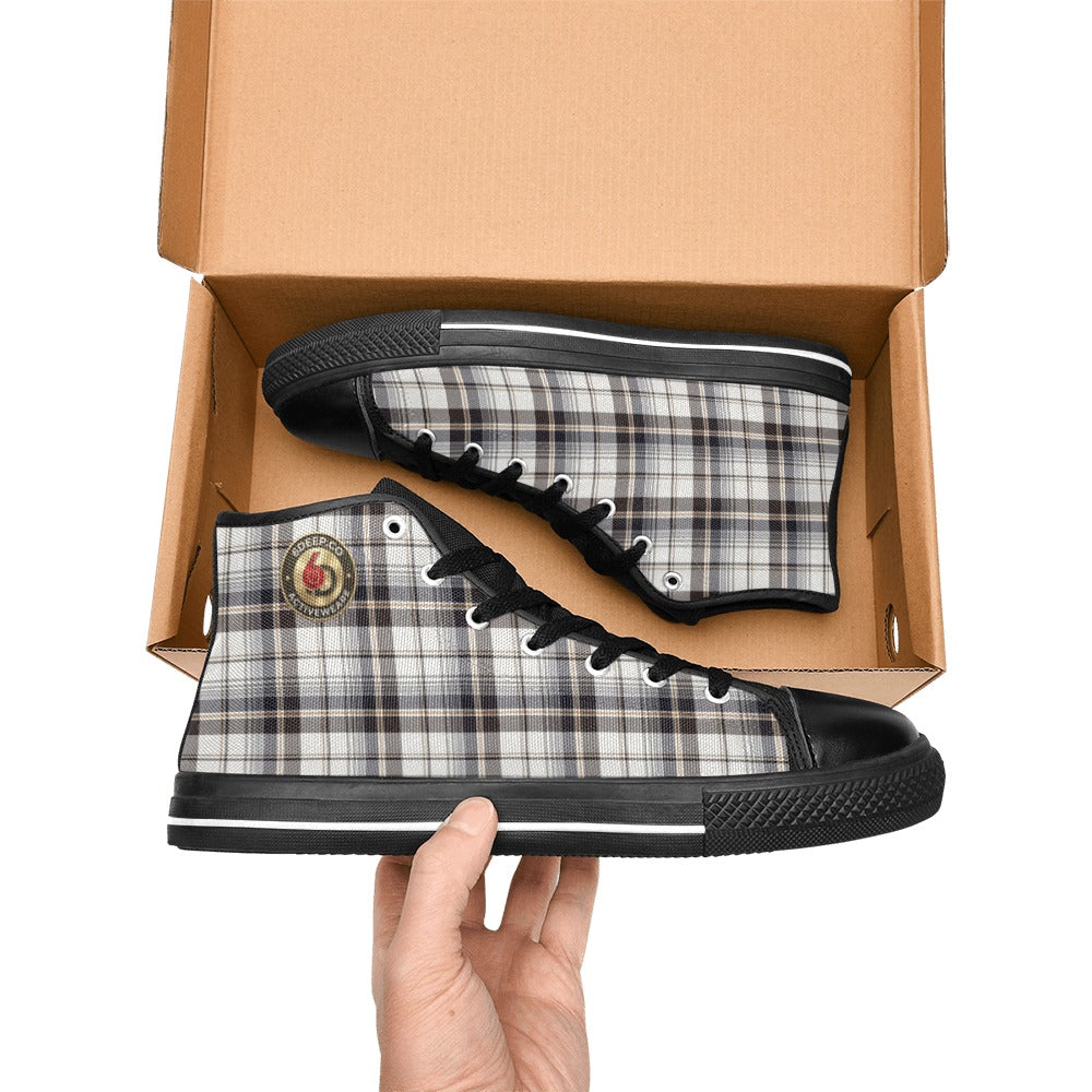 Men's 6DEEP Plaid Blk Canvas High Top