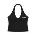 Women’s Ruched Halter Yoga Tank Top Black