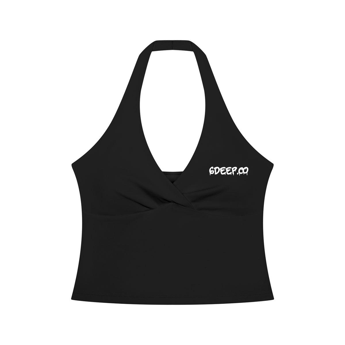Women’s Ruched Halter Yoga Tank Top Black