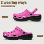 6Deep Pink Bubble Gum High-Heeled Clogs