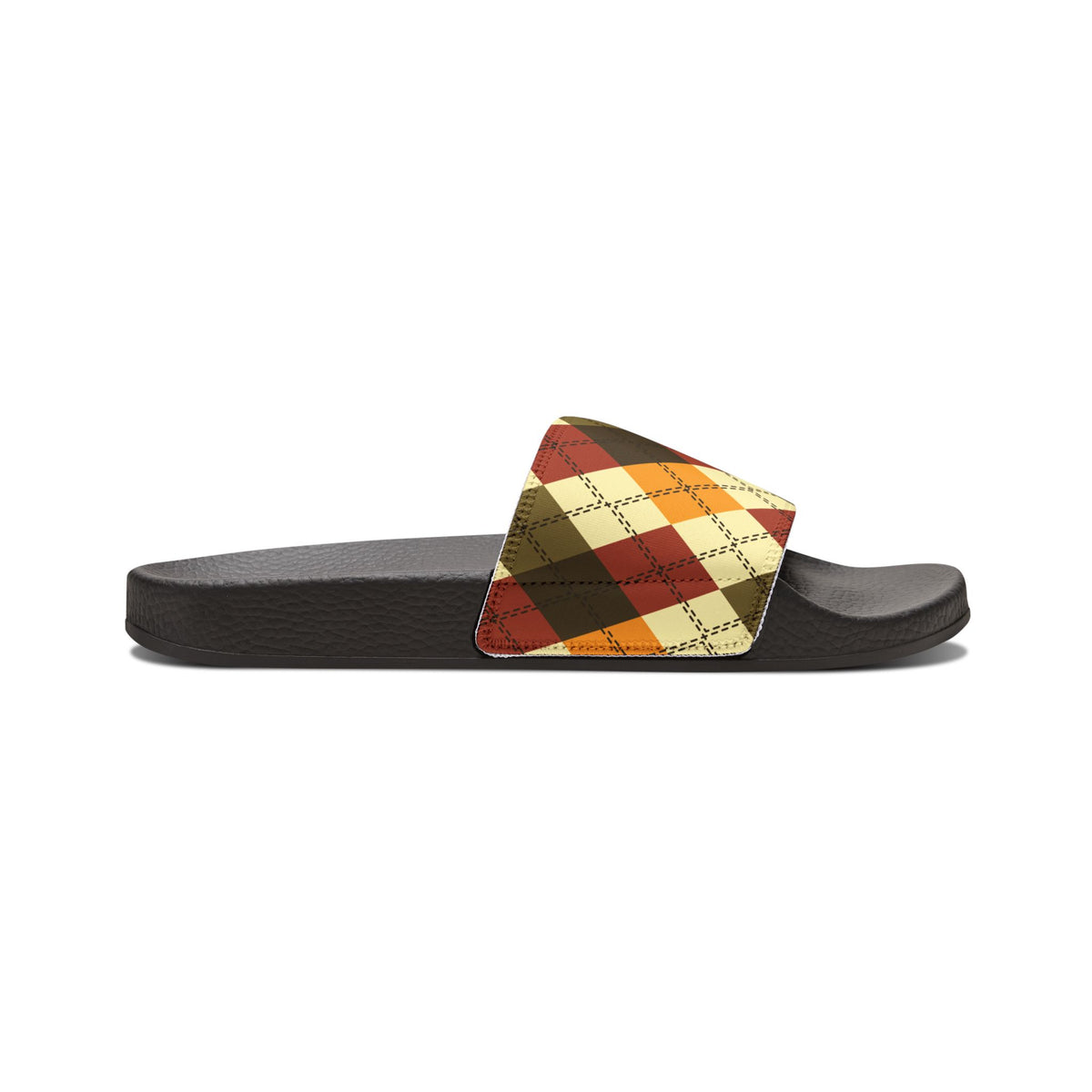 Men's Plaid Slide Sandals — Removable Strap (Matching the Men's Fitted Embroidered Jogger &amp; Top)
