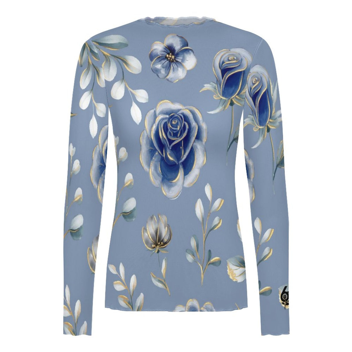 Frosted Botanical Sheer Mock Neck Top