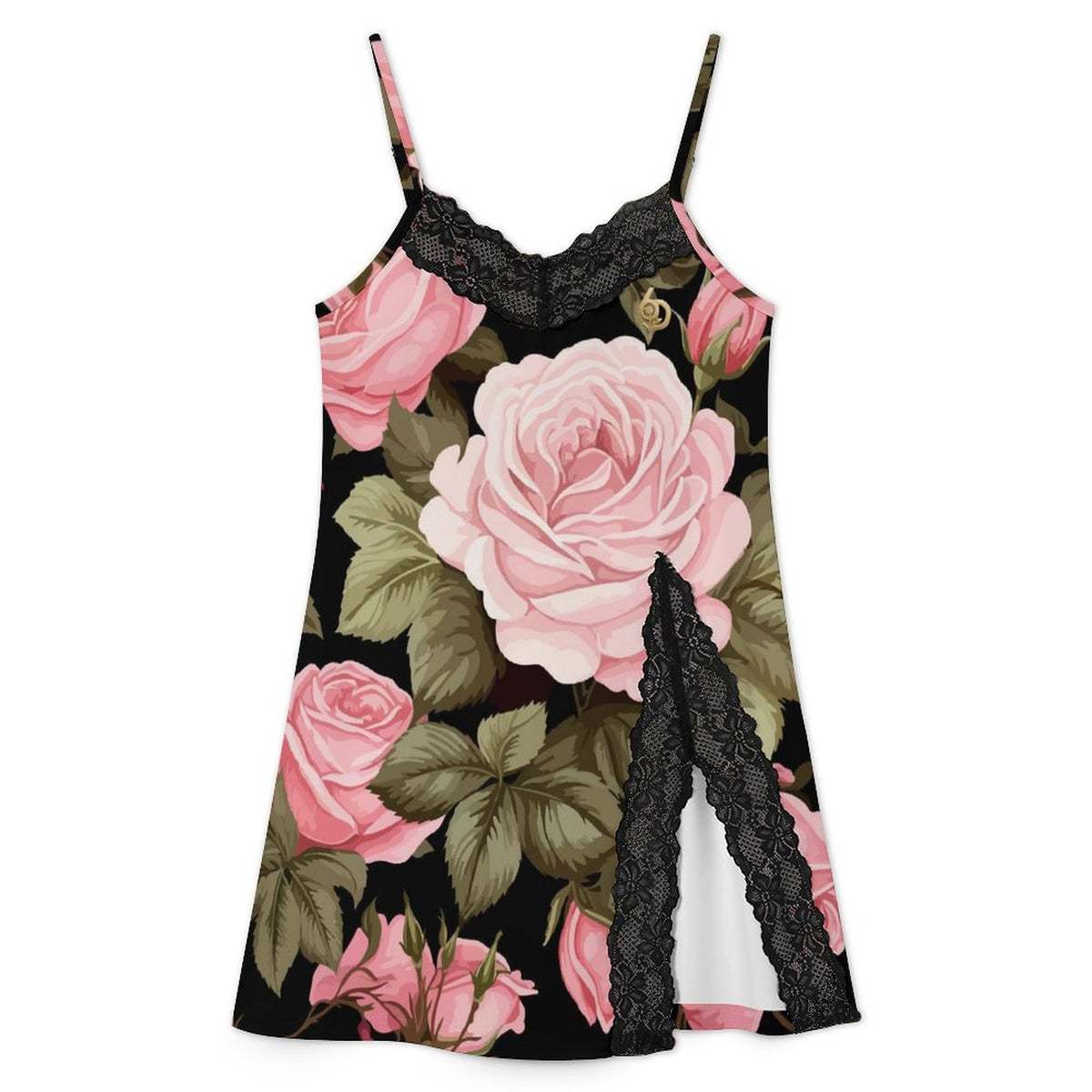 Pink Blush Rose Lace Camisole Pajama Dress