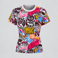 Women's Graffiti Tee "Up Town NYC" Urban Street Art Design. ( Available in two fabric weights: an airy 4 oz lightweight knit and a sturdy 6 oz heavyweight cotton).