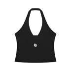 Women’s Ruched Halter Yoga Tank Top Black