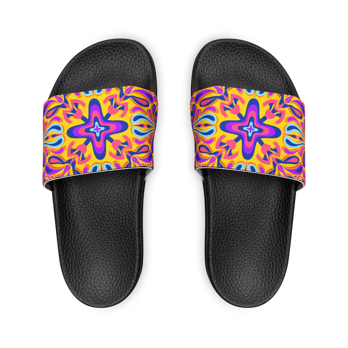 Psychedelic Flower Slide Sandals — Women's Removable-Strap Pool Slides