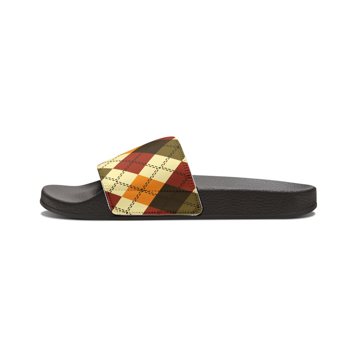 Men's Plaid Slide Sandals — Removable Strap (Matching the Men's Fitted Embroidered Jogger &amp; Top)