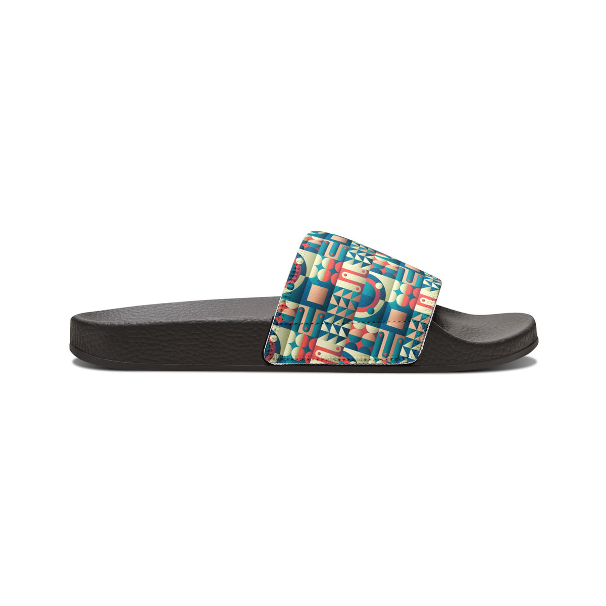 Women’s Slide Sandals — Colorful Geometric Removable-Strap