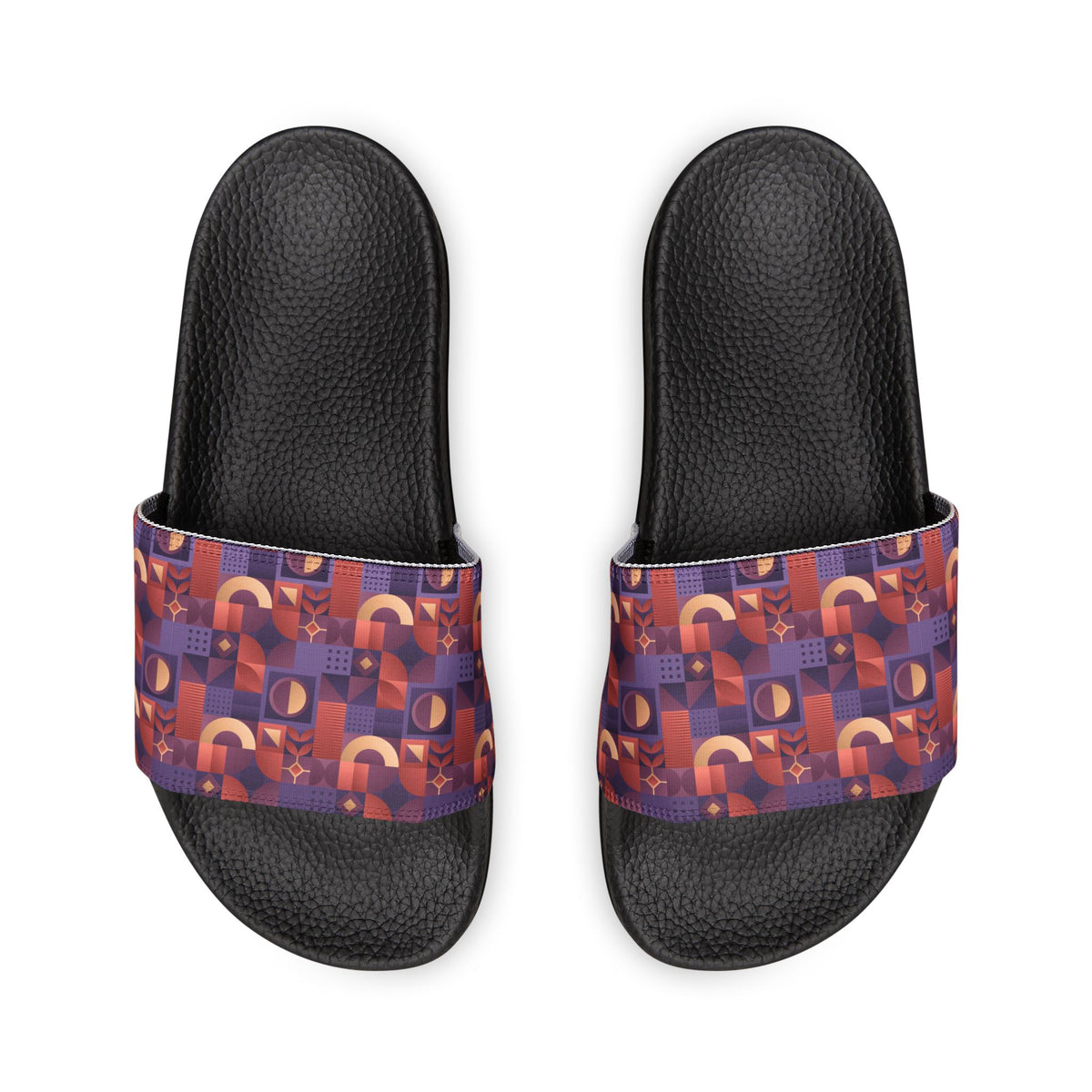 Women's Slide Sandals — Retro Geometric Removable-Strap Slides