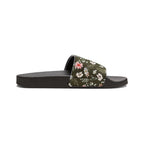 Women's Olive Floral Slide Sandals —Removable-Strap