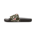 Women's Olive Floral Slide Sandals —Removable-Strap