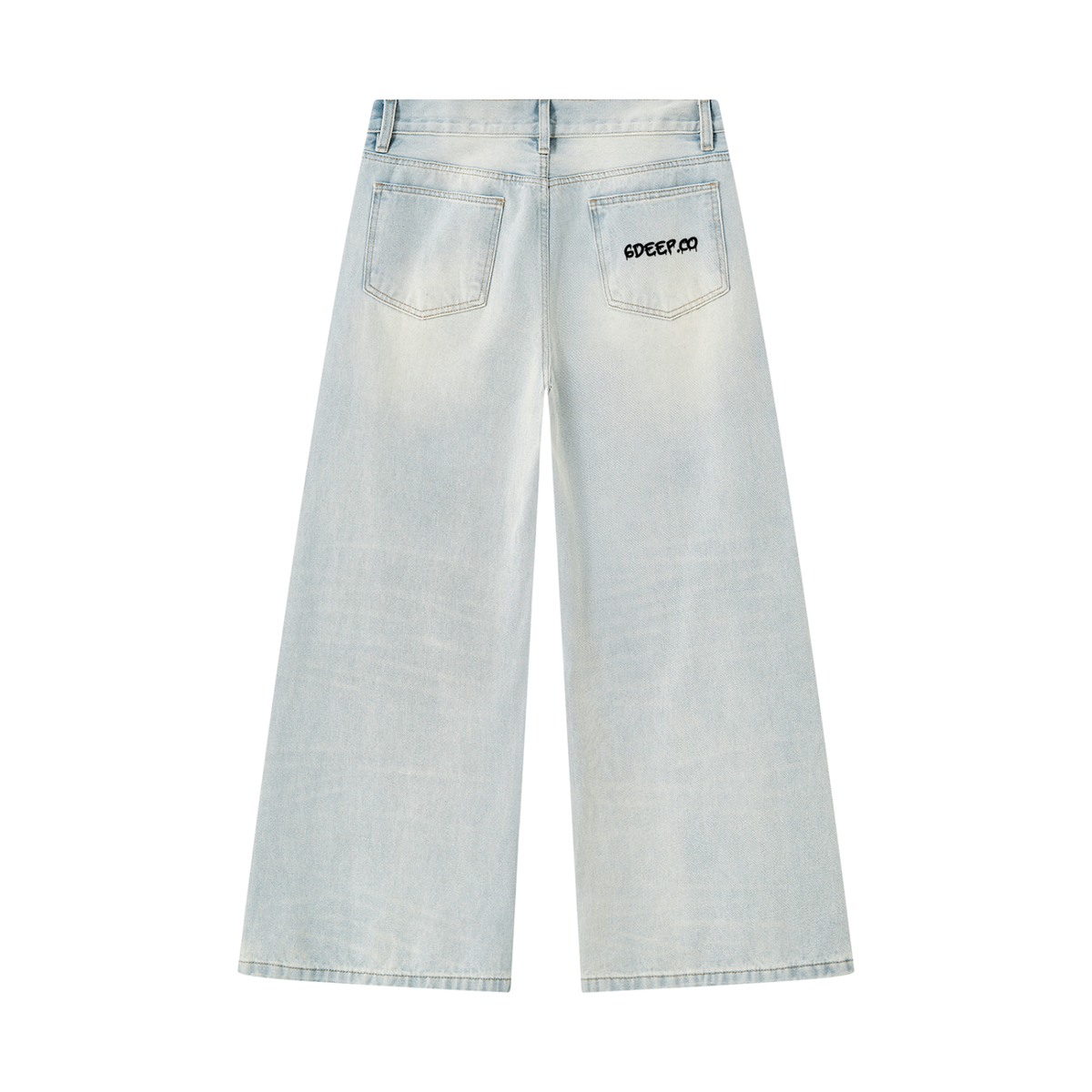 Men's 6deep Vintage Wash Wide Leg Denim Jeans