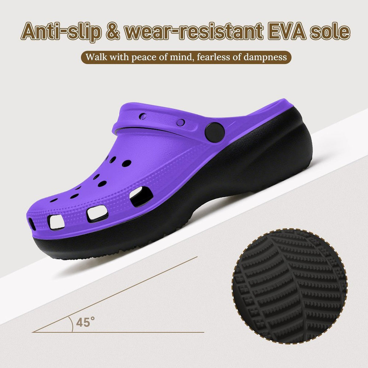 6Deep Electric Lavender  High-heeled Clogs