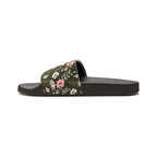Women's Olive Floral Slide Sandals —Removable-Strap