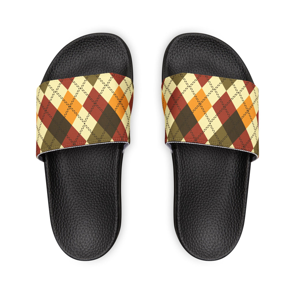 Men's Plaid Slide Sandals — Removable Strap (Matching the Men's Fitted Embroidered Jogger &amp; Top)