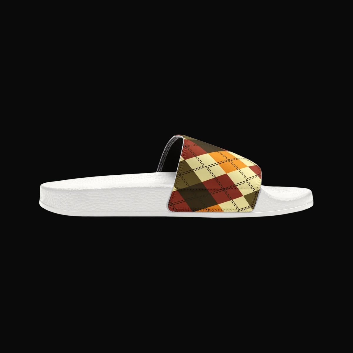 Men's Plaid Slide Sandals — Removable Strap (Matching the Men's Fitted Embroidered Jogger &amp; Top)