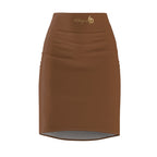 Warm Caramel High-Waist Pencil Skirt