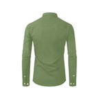 Men's Olive Green Accent Long Sleeve Button-Down Shirt