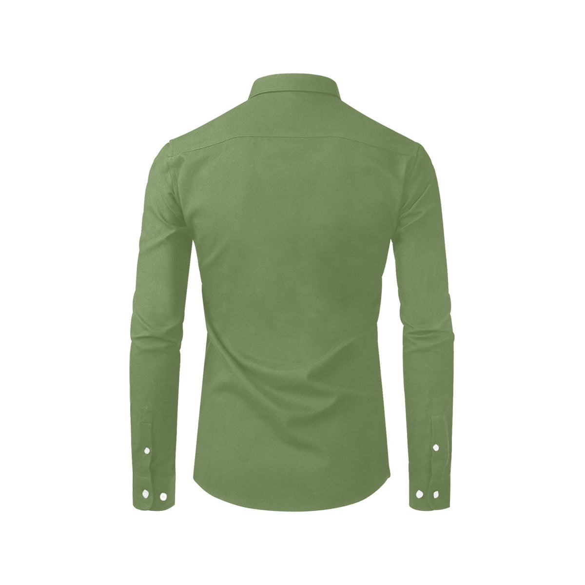 Men's Olive Green Accent Long Sleeve Button-Down Shirt