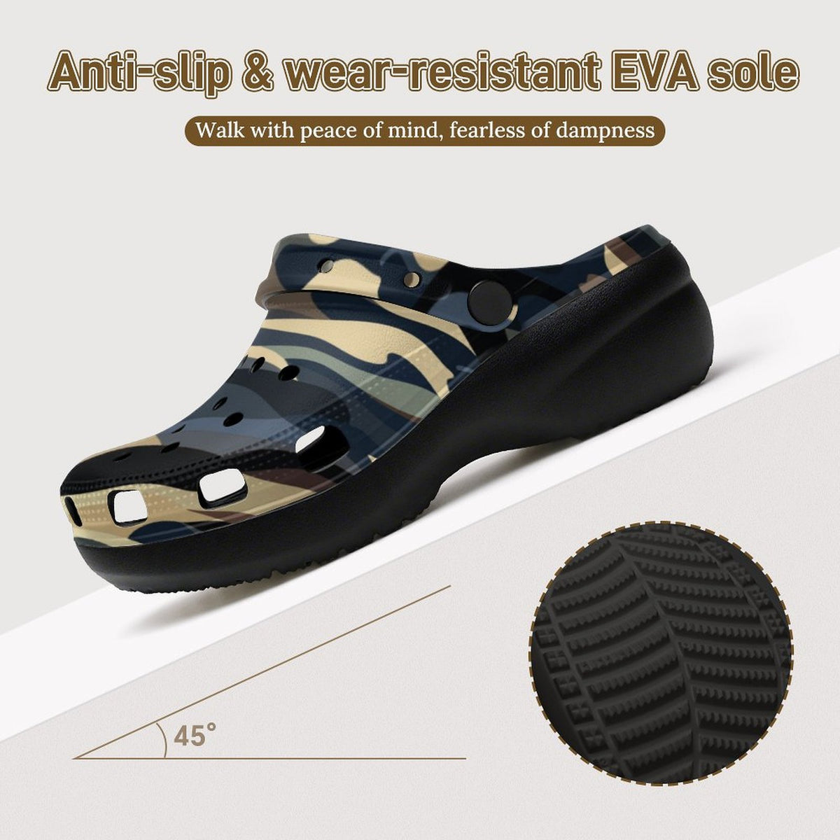 6Deep Nightfall Camo High-Heeled Clogs