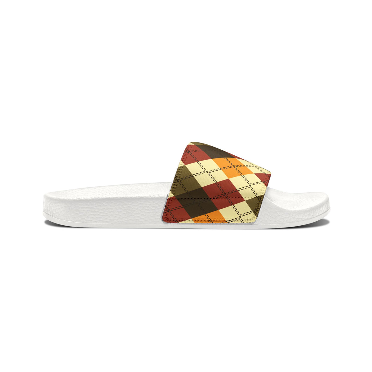 Men's Plaid Slide Sandals — Removable Strap (Matching the Men's Fitted Embroidered Jogger &amp; Top)