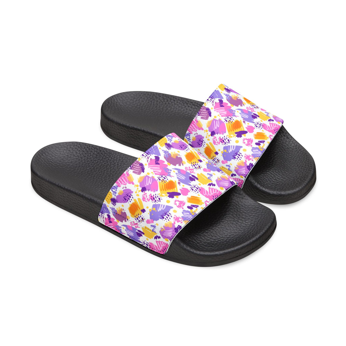 Women's Pastel Brushstroke Slide Sandals — Removable Strap