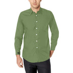 Men's Olive Green Accent Long Sleeve Button-Down Shirt