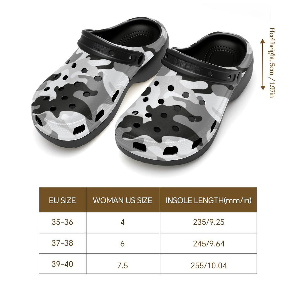 6Deep Urban Camo High-Heeled Clogs