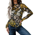 Gilded Flora Sheer Mock Neck Top
