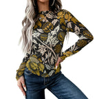 Gilded Flora Sheer Mock Neck Top