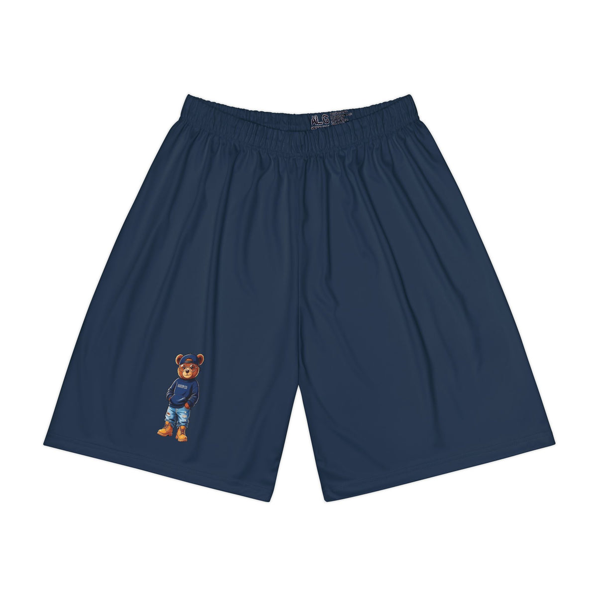 Navy Athletic Shorts with Tiny Teddy Graphic