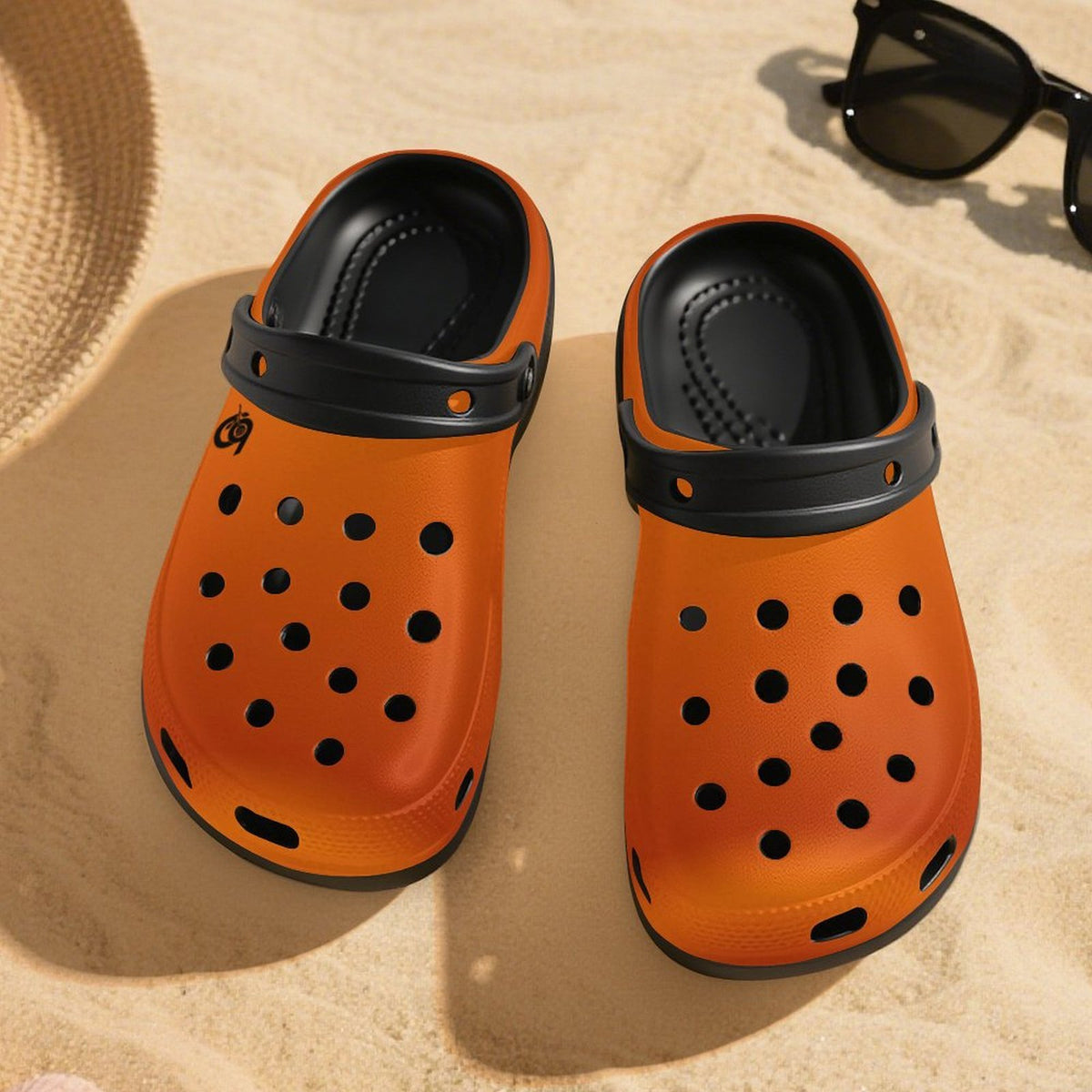 6Deep Blaze Orange High-heeled Clogs