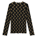 100gsm High Neck Mesh Top For Women(All-Over Printing) black