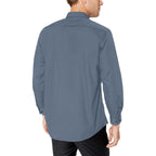 Men's Slate Steel Blue Accent Long Sleeve Button-Down Shirt