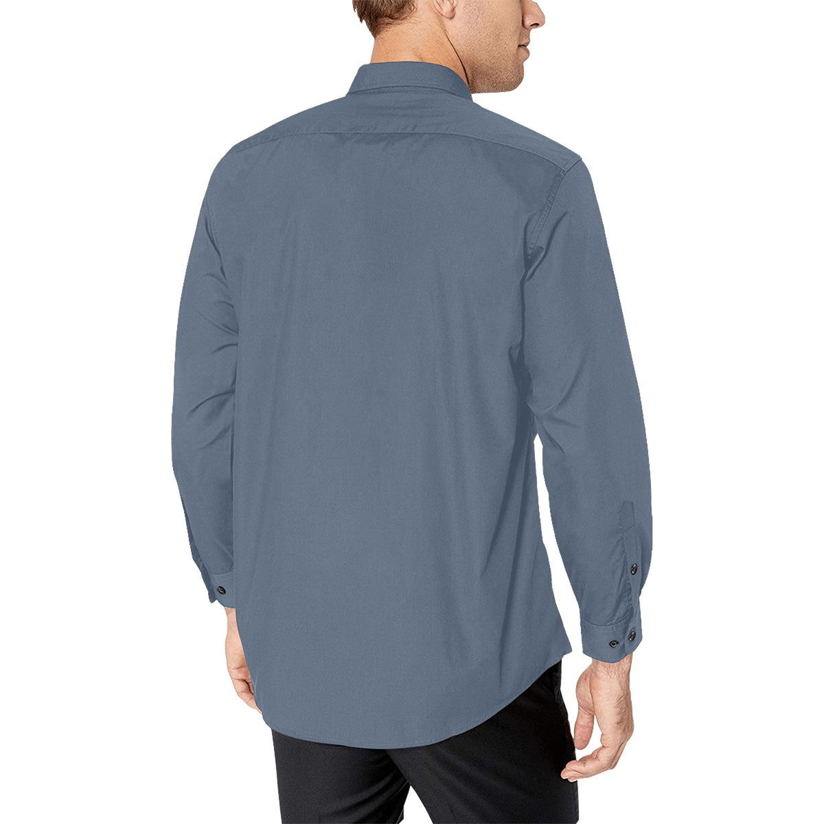 Men's Slate Steel Blue Accent Long Sleeve Button-Down Shirt