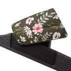 Women's Olive Floral Slide Sandals —Removable-Strap