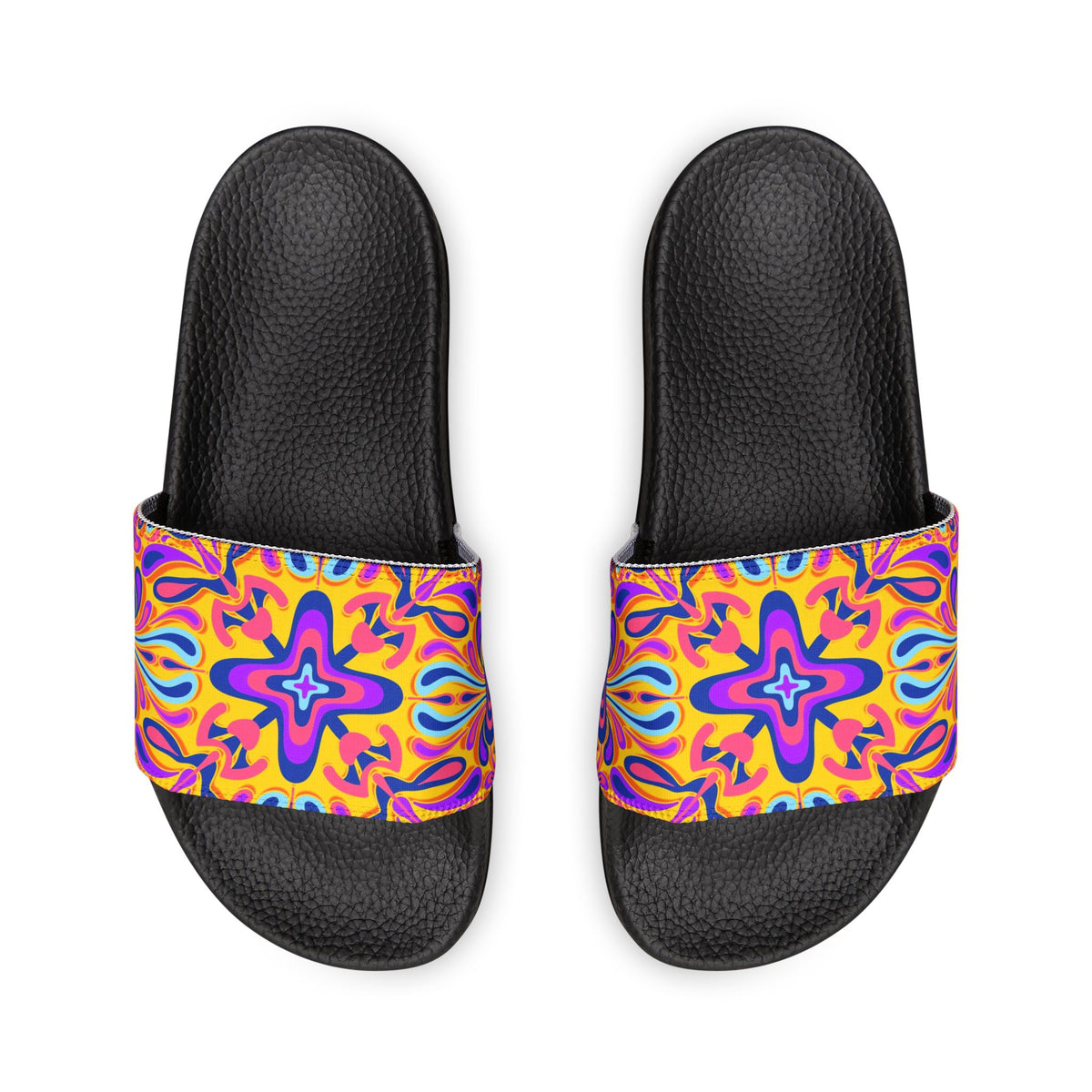 Psychedelic Flower Slide Sandals — Women's Removable-Strap Pool Slides
