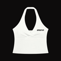Women’s Ruched Halter Yoga Tank Top white