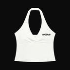 Women’s Ruched Halter Yoga Tank Top white