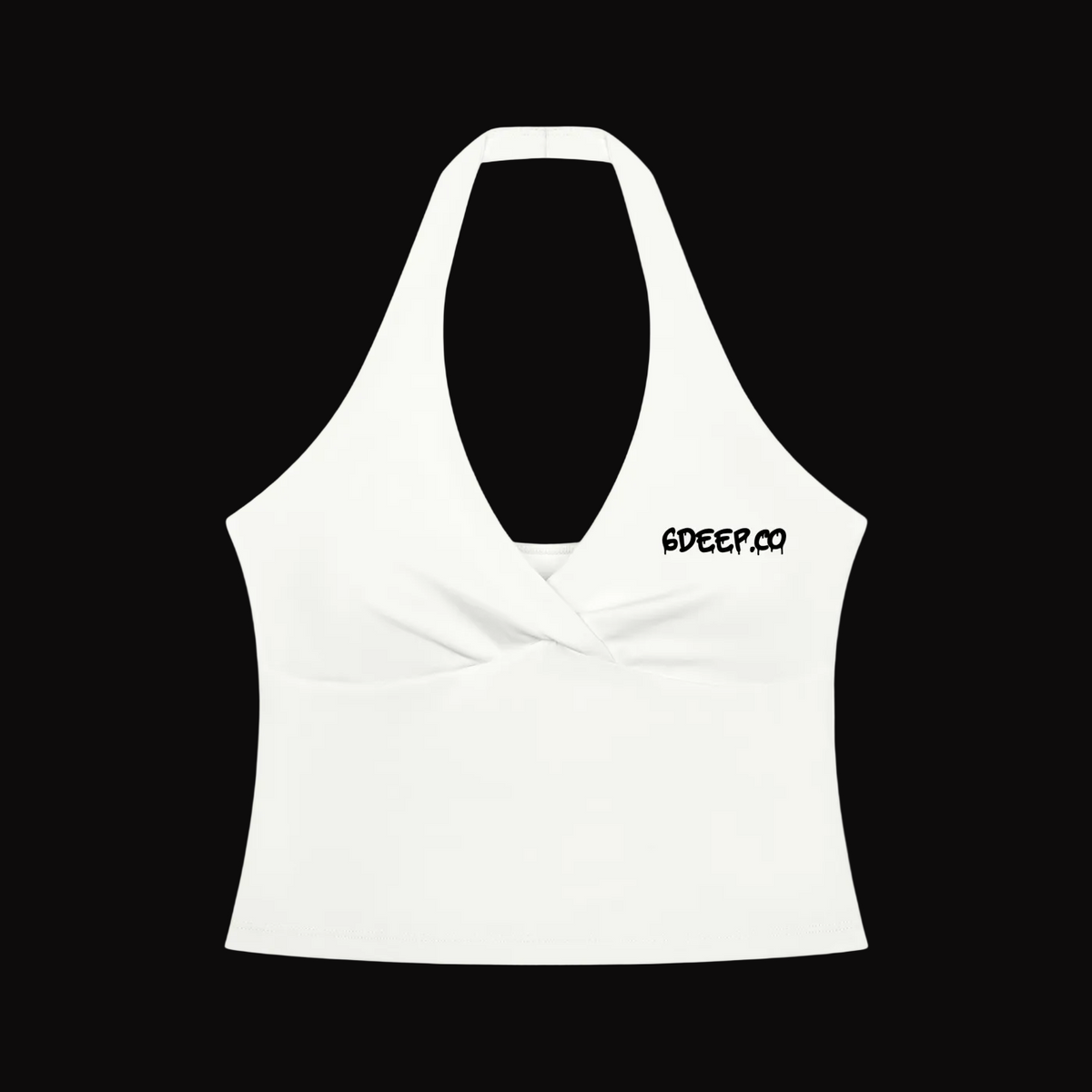Women’s Ruched Halter Yoga Tank Top white